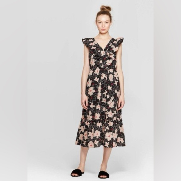 Who What Wear Dresses | Who What Wear/ Floral Ruffle Midi Dress | Size: 2X - Picture 1 of 9